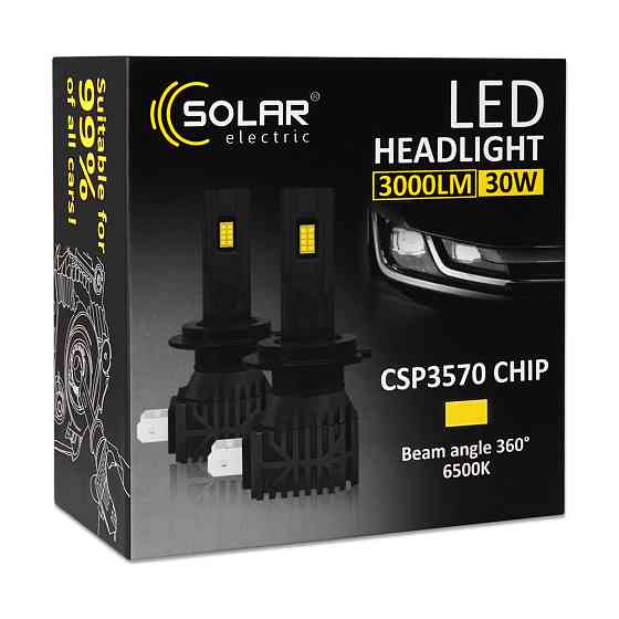 Автолампа Solar LED H4 12/24V 30W 3000Lm 6500K CSP3570 2шт Львів