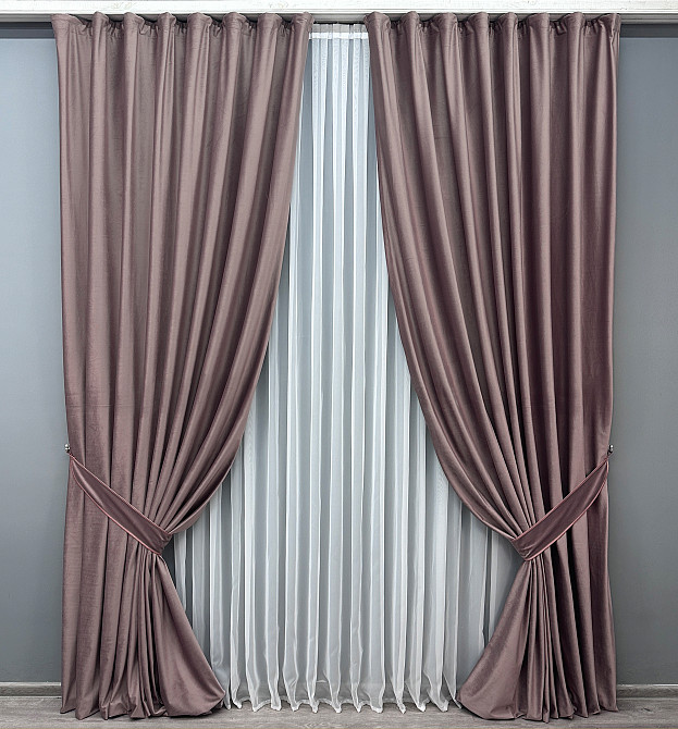 Комплект готовых штор VR-Textil Бархат № 1556ш Пудровый 200х290 см 2 шт (32-064) Киев - изображение 2