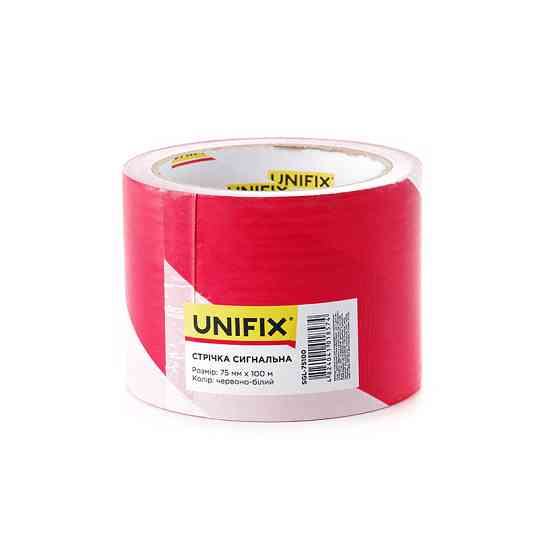 Сигнальная лента 75мм*100м красно-белаяUNIFIX Рівне