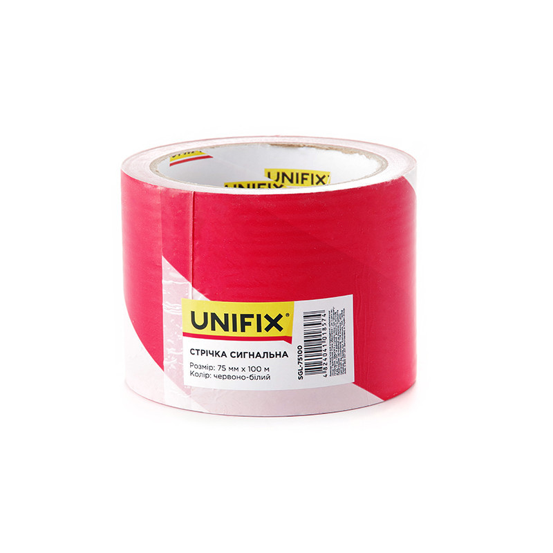 Сигнальная лента 75мм*100м красно-белаяUNIFIX Рівне - фото 2
