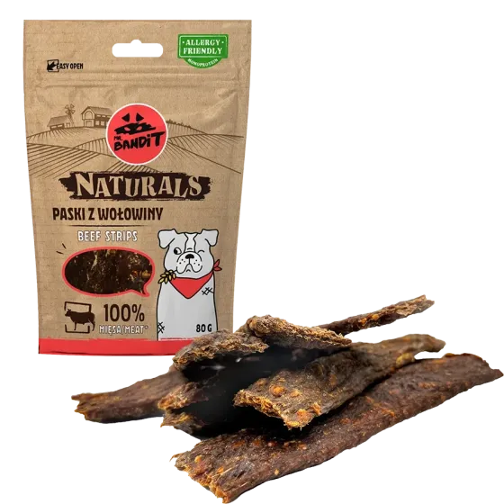 Лакомство для кошек Мистер Бандит Mr.Bandit Натуралс полоски из говядины для собак, 80 г Винница