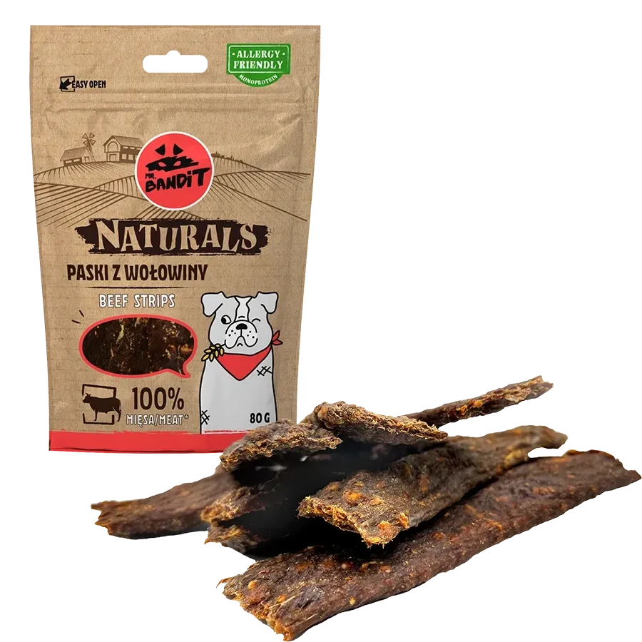 Лакомство для кошек Мистер Бандит Mr.Bandit Натуралс полоски из говядины для собак, 80 г Винница - изображение 2