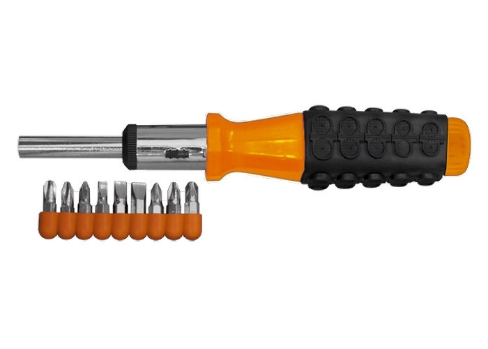 Отвертка реверсивная, набор бит, 9 шт., CrV SPARTA Полтава - изображение 1