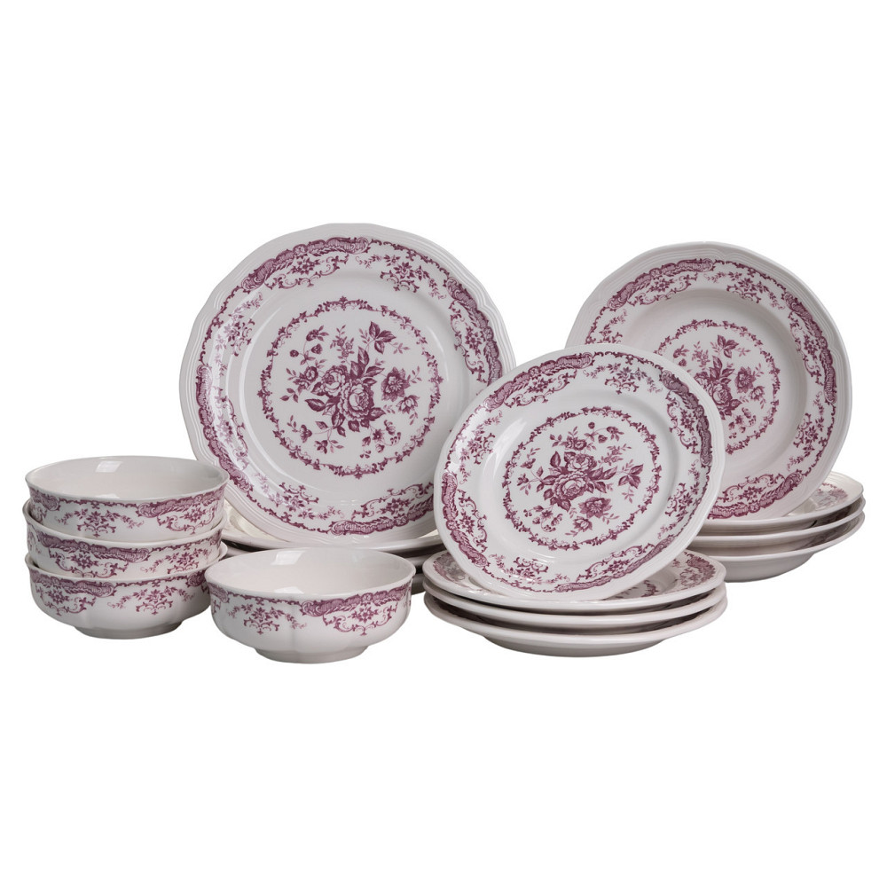 Фарфоровий обідній сервіз на 4 персони, 16 тарілок Рожевий Київ - фото 7