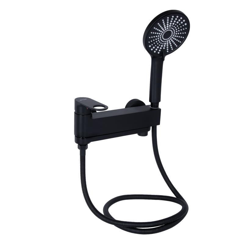 Смеситель для ванны с поворотным изливом, c душевым гарнитуром Qtap Jay QTJAY260BLM45548 Black Matt Харьков - изображение 3