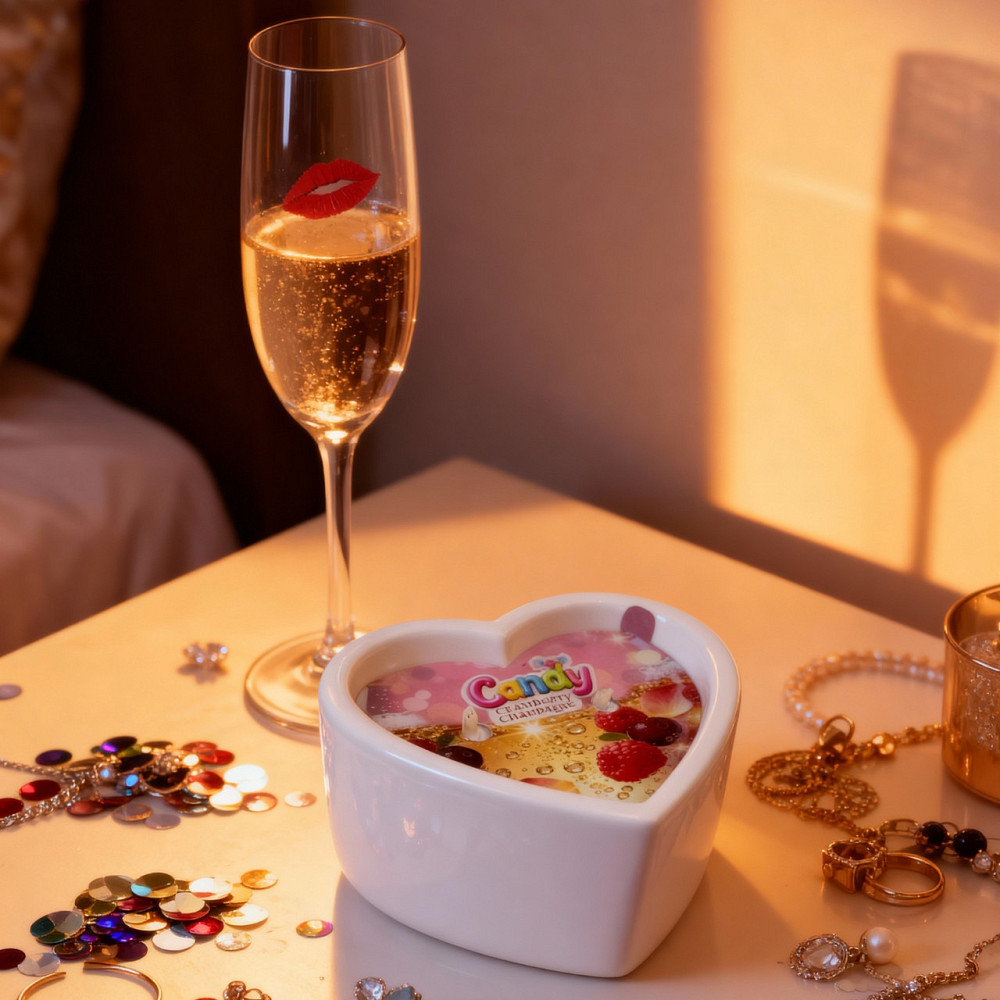 Масажна свічка з ароматом шампанського з журавлиною Candy Cranberry Champagne у формі серця, 70 мл Sex Aura Київ - фото 7