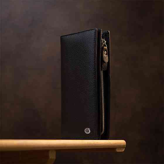 Практичный кожаный кошелек-клатч ST Leather 19371 Черный Киев