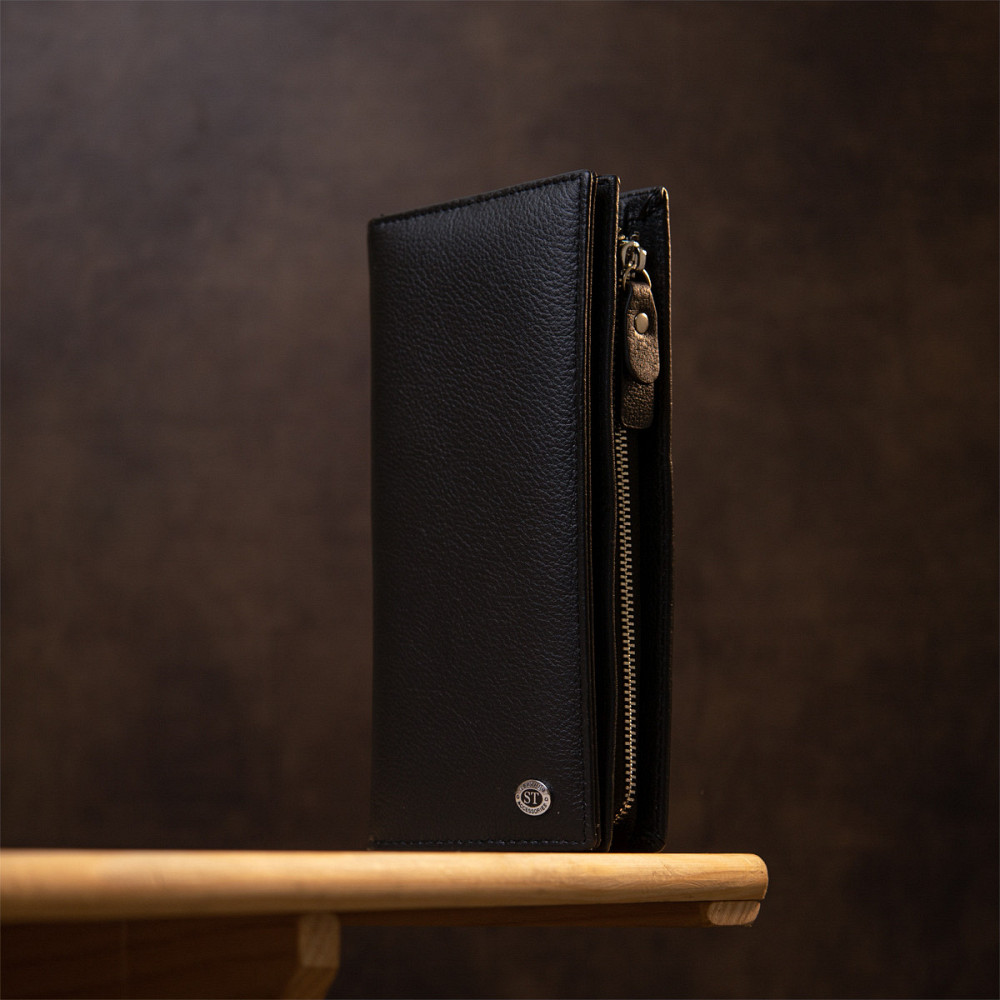 Практичный кожаный кошелек-клатч ST Leather 19371 Черный Киев - изображение 1