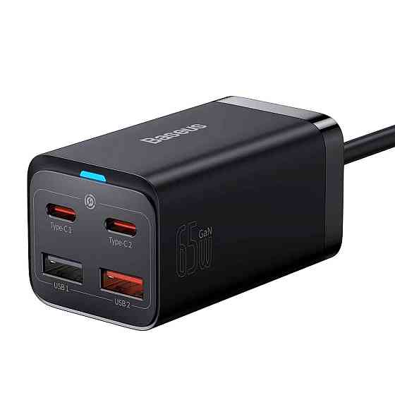 Мережевий зарядний пристрій з кабелем Baseus GaN3 Pro Desktop Fast Charger 2C+2U 65W (Cable Type-C to Type-C 100W(20V/5A) 1m) Київ
