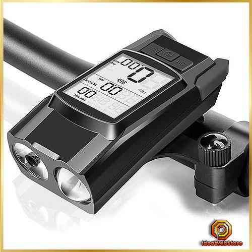 Фара велосипедна з велокомп'ютером і сигналом LED ліхтар з акумулятором і кріпленням звуковим сигналом світлодіодний передній Київ