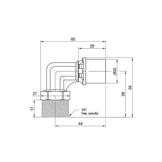 Куточок прес Icma 20х3/4" НР No404 Київ