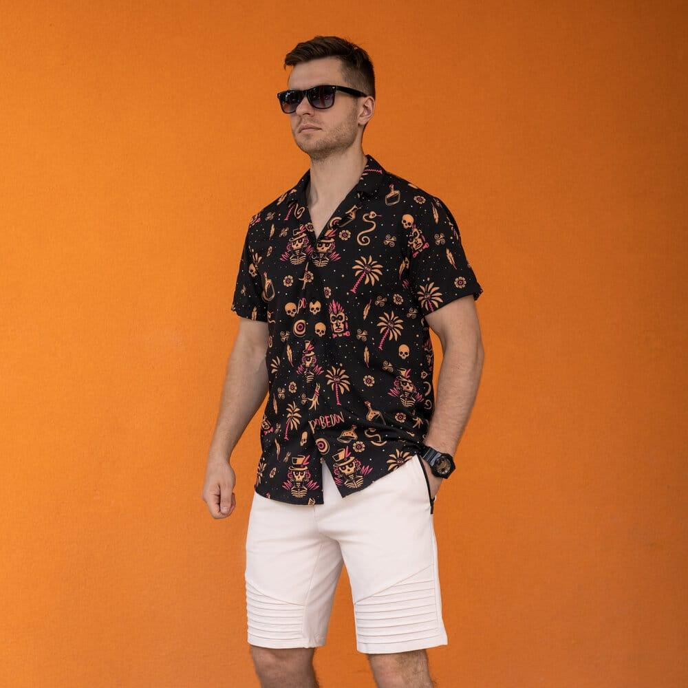 Чоловіча сорочка з коротким рукавом чорна Pobedov Totem Київ - фото 1