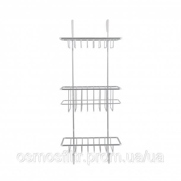 Полка Axentia 3-ярусная с 2-мя крючками на душевую кабину 22х17х57 см (128421) Киев - изображение 2