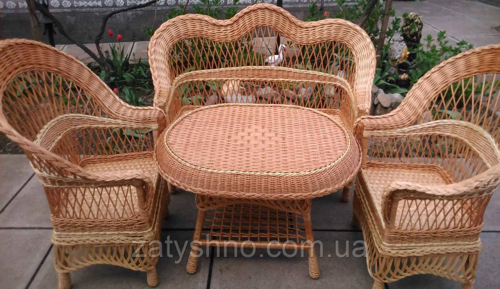 Меблі з лози з диваном комплект плетених меблів шикарний | меблі плетені великі Київ - фото 1