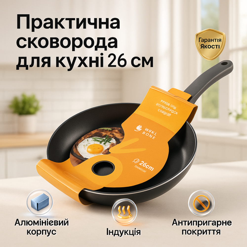 Зручна у використанні сковорода WELL DONE WD-1016B 26 см, Сковороди без масла, Сковорода для варіння LS-37 Львів - фото 18
