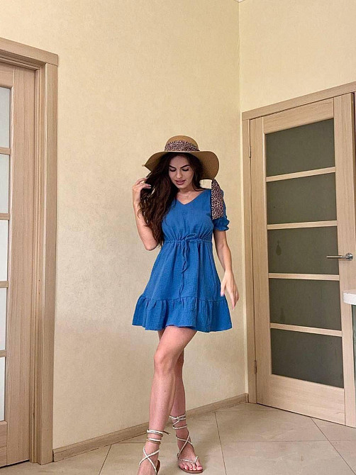 Жіноче романтичне легке плаття з мусліну Синій, 42/44 Одеса - фото 1