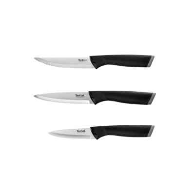 Набор ножей Tefal Essential 3шт, нержавіюча сталь, пластик, чорний (K2219455) Винница