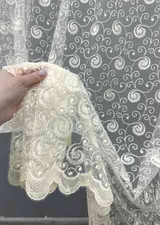 Тюль фатин с вышивкой и люрексом цвет молочный 1685т Киев