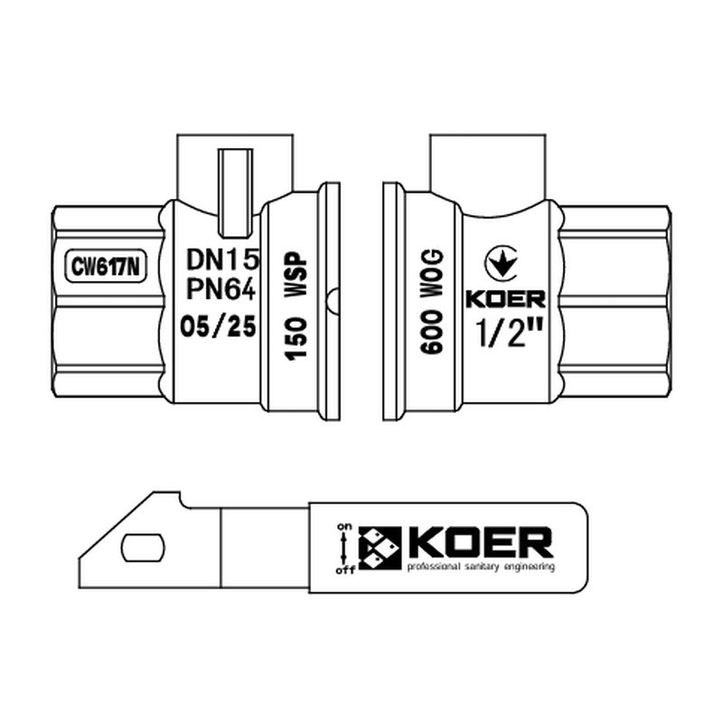 Кран кульовий ГШВ Koer Extreme KE.215-15 - 1/2" FM ручка "важіль" червона (KR5750) Київ - фото 5