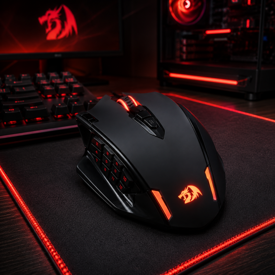 Игровая мышь Redragon Impact Elite Black беспроводная Bluetooth/2.4 ГГц/USB, 16000 DPI, программируемые кнопки, оптический сенсор Киев