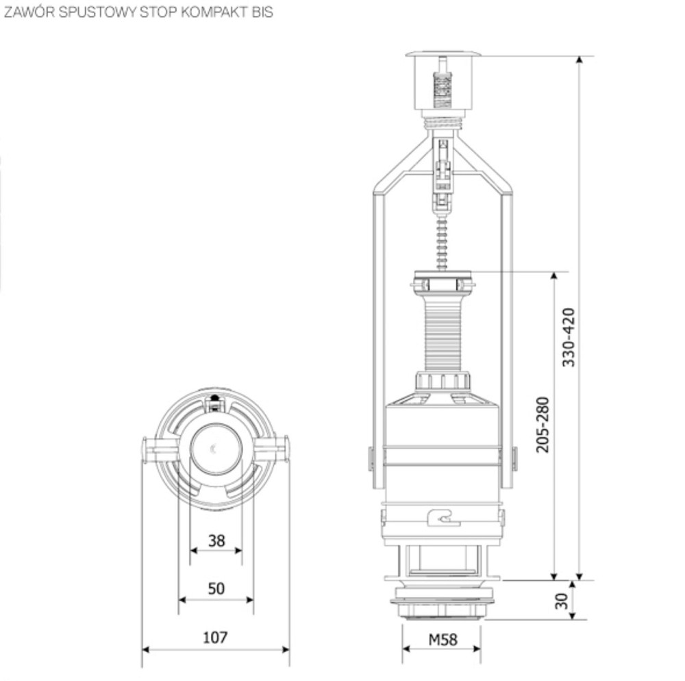 Зливний клапан K.K.POL Compact Bis ZSB/211, Stop, (350/ZSB/211-00-T0) Тернопіль - фото 5