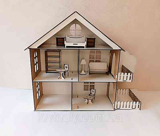 Ляльковий будиночок   з терасою і набором меблів. Зібраний , готовий до гри. Ірпінь