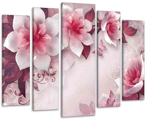 Модульная картина в гостиную / спальню Абстракция Цветы Art-410_5 ( 80х118см ) 115x170 см Киев