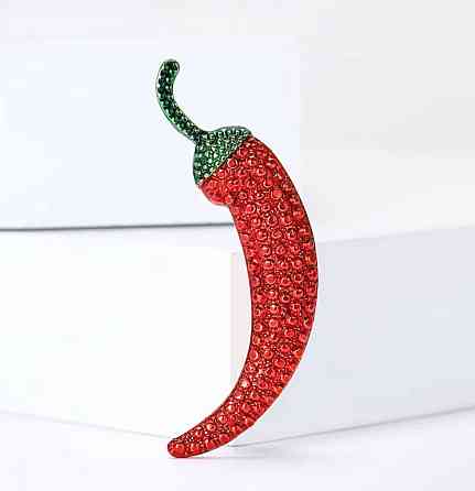 Брошь в виде перца чили со стразами декоративная брошь красный перец аксессуар Киев