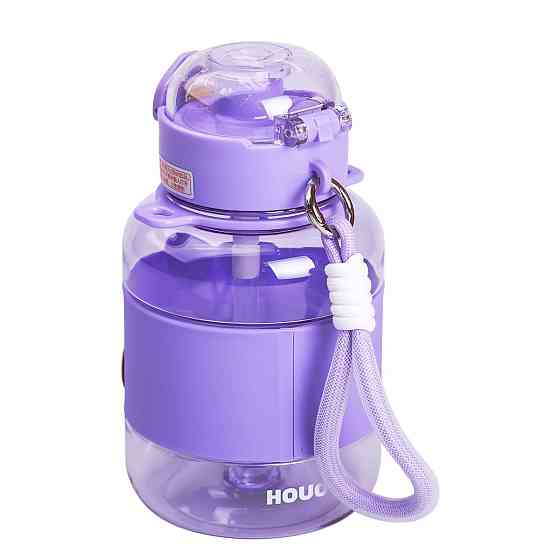 Yiwu Пляшка для води дитяча з трубочкою 680 мл з ручкою та ремінцем Фіолетова HP-14-46V Киев