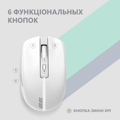 Мишка 2E MF270 Silent Rechargeable Wireless White (2E-MF270WWH) Вінниця - фото 6