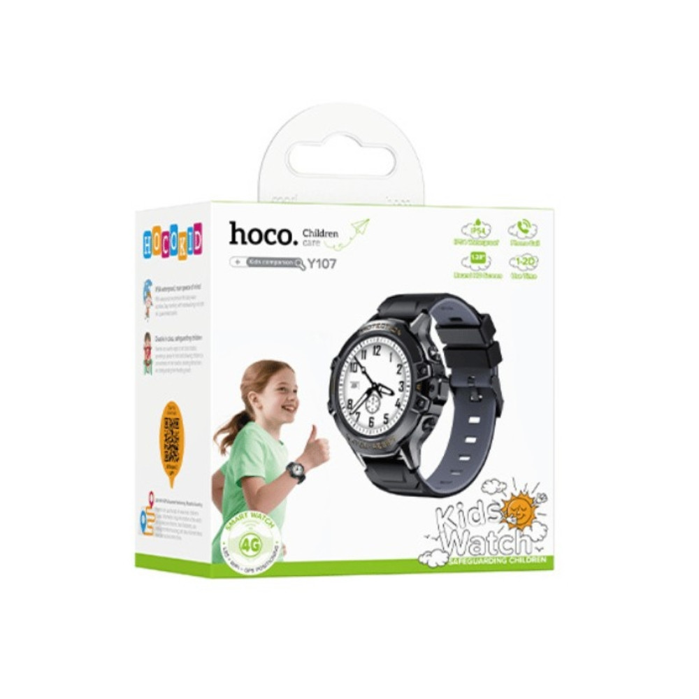 Дитячий смарт-годинник HOCO Y107 4G 32mm. 700 mAh. IP54. children phone watch black Одеса - фото 2