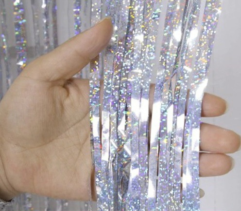 Дощик для фотозони з голограмою прикраса 245 см на 92 см сріблястий Київ - фото 4