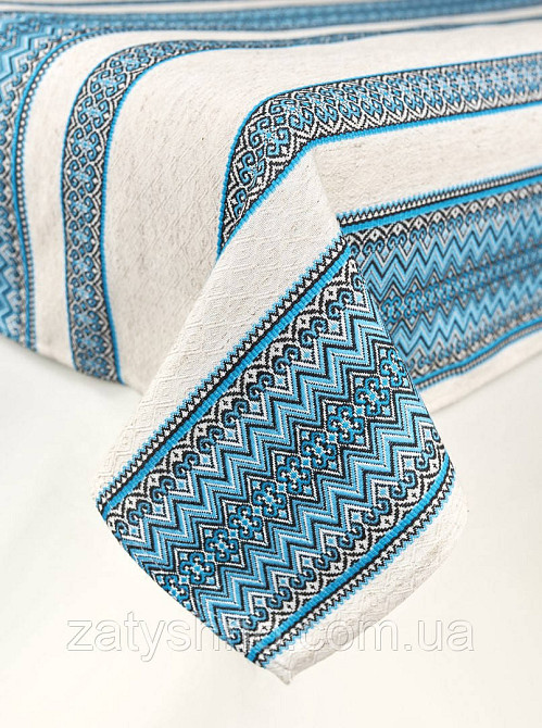 Скатертина вишита блакитна Київ - фото 2