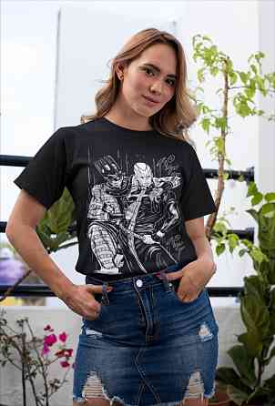 Футболка для хлопчика з аніме принтом Пуккі Джоджо С Бізарре оверсайз (зріст від 165 до 180) Чорний AnimeJ0169m Дніпро