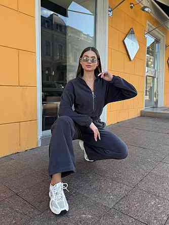 Женский теплый комбинезон из турецкого флиса Графит, 42/44 Одесса