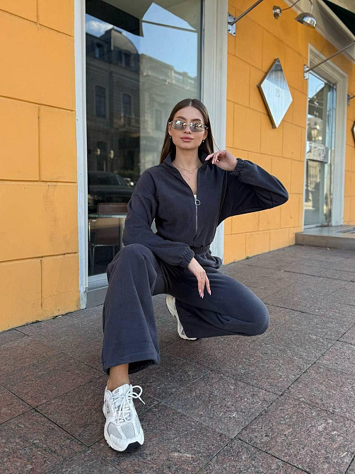 Жіночий теплий комбінезон із турецького флісу Графіт, 42/44 Одеса - фото 3