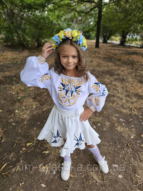Дитяча вишита блузка з колосками та ластівками Кривий Ріг - фото 3