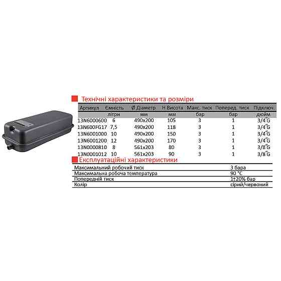 Бак Zilmet oem-pro для монтажу в котли Арт. 537  6л 3/4″ 3bar прямокутний ( 13N6000619 ) Тернополь