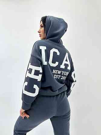 Спортивний костюм на флісі "Chicago" оптом | Батал | Розпродаж моделі Графіт, 50-52 Київ