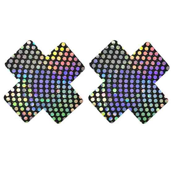 Наклейки на груди Хрести в горох 8 на 8 см сріблясто-чорний Київ