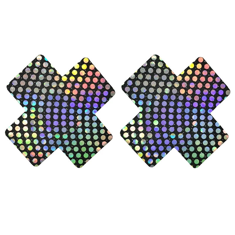 Наклейки на груди Хрести в горох 8 на 8 см сріблясто-чорний Київ - фото 1