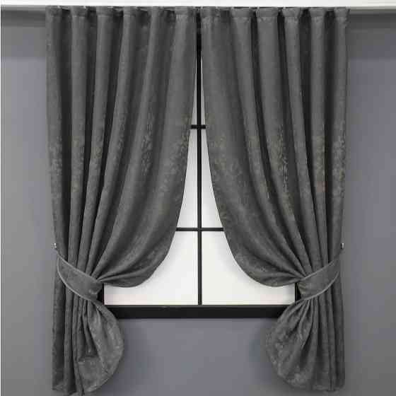 Комплект коротких штор VR-Textil Лен мрамор Pavliani ХО № 1267ш 130х170 см 2 шт Серо-коричневый (35-0108) Киев