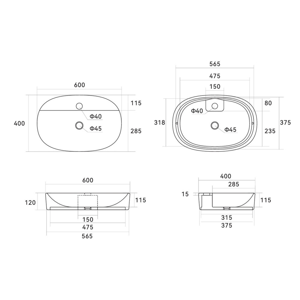 Раковина-чаша Qtap Scorpio 600х400х120 Matt black QT142203MBMBN Киев - изображение 2