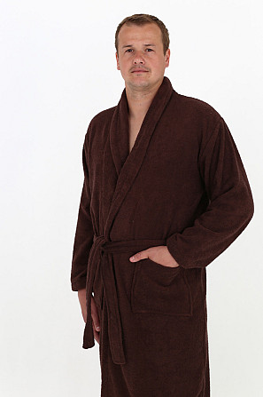 Мужской махровый халат Ideal Textile XL коричневый (56860507) Черновцы - изображение 2