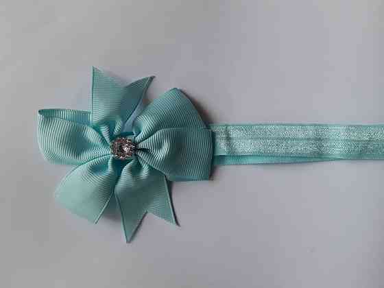 Дитяча пов'язка блакитна - окружність 36-58см, бант 8см Київ