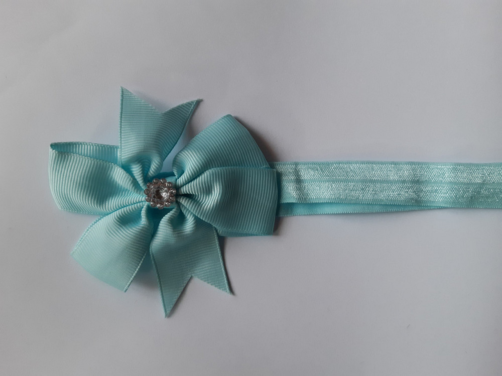 Детская повязка голубая - окружность 36-58см, бант 8см Киев - изображение 1