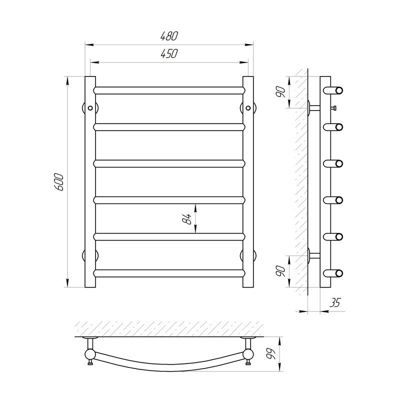 Водяна сушарка для рушників Laris Класик П6 450x600 Київ - фото 6