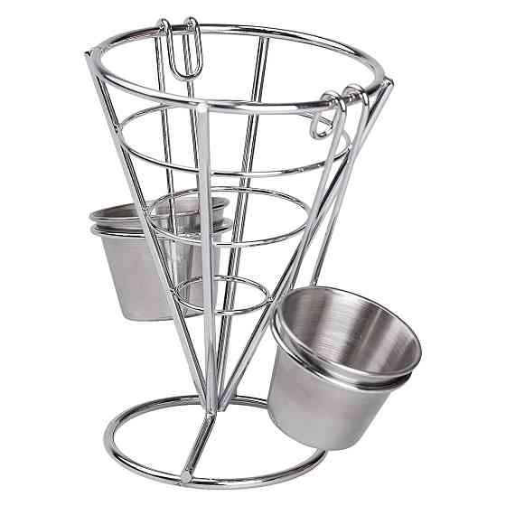 Zhongjing Кошик для картоплі фрі та снеків з 2 соусниками 50 мл конусний 15х15х13.5 см HP-19-7 Киев