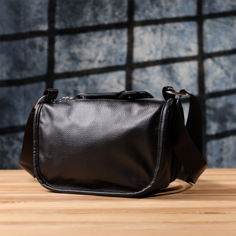 Полукруглая сумка для женщин из натуральной кожи Vintage 22905 Черный Киев - изображение 8