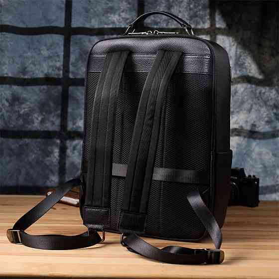 Багатофункціональний рюкзак для чоловіків з натуральної шкіри Vintage 23044 Чорний Київ